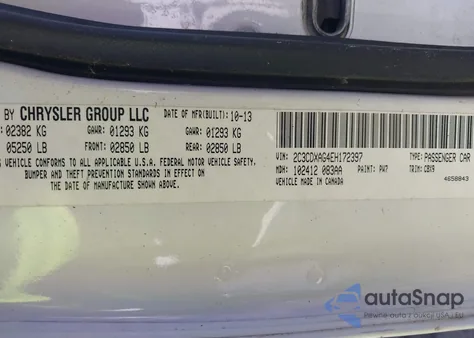 2014 Dodge Charger Police из США, поврежденный, VIN 2C3CDXAG4EH172397